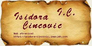 Isidora Cincović vizit kartica